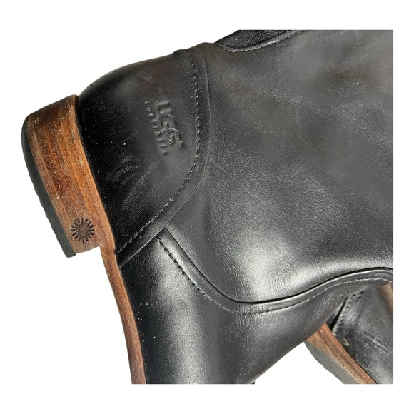 UGG Australia Black Leather Riding Boots - Picture 7 of 9